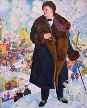  Mikhailovich Pintura al %C3%B3leo - Retrato de Fiodor Chaliapin 1921 Boris Mikhailovich Kustodiev